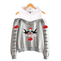 Inspired by Naruto Cosplay Akatsuki Uchiha Itachi Hoodie Fake Two-Piece Polyester / Cotton Blend Print Printing Hoodie For Women
