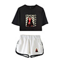 Inspired by Naruto Cosplay Akatsuki Uchiha Itachi Outfits Crop Top Pure Cotton Print Printing Shorts For Women
