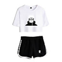 Inspired by Naruto Cosplay Akatsuki Uchiha Itachi Outfits Crop Top Pure Cotton Print Printing Shorts For Women