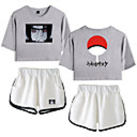 Inspired by Naruto Cosplay Akatsuki Uchiha Outfits Crop Top Pure Cotton Print Printing Shorts For Women