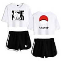 Inspired by Naruto Cosplay Akatsuki Uchiha Outfits T-shirt Pure Cotton Print Printing Shorts For Women