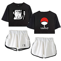 Inspired by Naruto Cosplay Akatsuki Uchiha Outfits T-shirt Pure Cotton Print Printing Shorts For Women