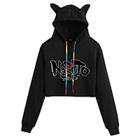 Inspired by Naruto Cosplay Crop Top Hoodie Polyester / Cotton Blend Letter Printing Crop Top For Men