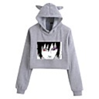 Inspired by Naruto Uchiha Sasuke Crop Top Hoodie Polyester / Cotton Blend Graphic Prints Printing Crop Top For Men