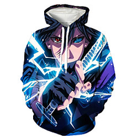 Inspired by Naruto Uchiha Sasuke Hoodie Anime 100% Polyester Anime 3D Harajuku Graphic Outerwear For Men