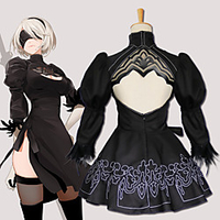 Inspired by NieR:Automata 2B Anime Cosplay Costumes Japanese Cosplay Suits Cravat Coat Dress For Men