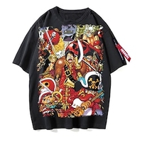 Inspired by One Piece Monkey D. Luffy Cosplay Costume T-shirt Polyester / Cotton Blend Pattern Harajuku Graphic Kawaii T-shirt For Men