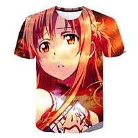 Inspired by SAO Swords Art Online Anime Cartoon 100% Polyester 3D 3D Harajuku Graphic T-shirt For Women