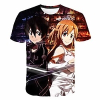 Inspired by SAO Swords Art Online Anime Cartoon 100% Polyester 3D 3D Harajuku Graphic T-shirt For Women