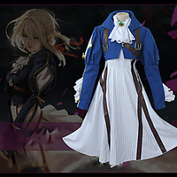 Inspired by Violet Evergarden Violet Evergarden Cookie Anime Anime Cosplay Costumes Japanese Cosplay Suits Anime Long Sleeve Cravat Coat Dress For Unisex / Gloves / Gloves