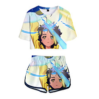Inspired by wonder egg priority Cosplay Cosplay Costume Outfits Terylene 3D 2 Piece Printing Shorts For Women