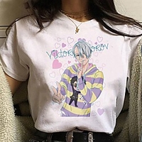 Inspired by Yuri on Ice Cosplay Anime Cartoon Polyester / Cotton Blend Print Harajuku Graphic Kawaii T-shirt For Women