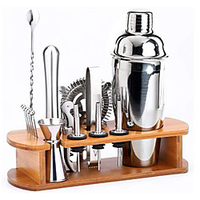 Insulated Cocktail Shaker Bartender Kit Cocktail Shaker Mixer Stainless Steel 350ml Bar Tool Set with Stylish Bamboo Stand Perfect Home Bartending Kit and Martini Cocktail Shaker Set miniinthebox