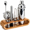 Insulated Cocktail Shaker Mixer Bartender Kit 10pcs Cocktail Shaker Mixer Stainless Steel 550ml Bar Tool Set with Stylish Bamboo Stand Perfect Home Bartending Kit and Martini Cocktail Shaker Set