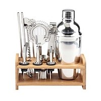 Insulated Cocktail Shaker Mixer Bartender Kit Cocktail Shaker Mixer Stainless Steel 550ml Bar Tool Set with Stylish Bamboo Stand Perfect Home Bartending Kit and Martini Cocktail Shaker Set miniinthebox