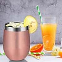 Insulated Wine Tumbler 12oz with Glass Lid and Double Stainless Steel Walls for Coffee Mug Champaign Cocktail Wine and Beer
