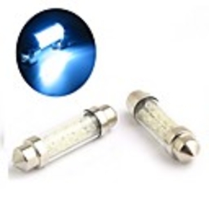 Interior Car Lights - 2 Festoon Xenon White 10 LED 12V 44mm Bulbs - 6411 / 4411