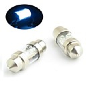 Interior Car Lights - 2 Festoon Xenon White 4 LED 12V 31mm Bulbs