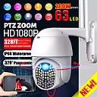 IP66 Wifi Security Camera AU White Auto Tracking/Two-Way Audio/Motion Detection Night Vision ONVIF/PTZ 63 Lights 1080p Rotate AP
