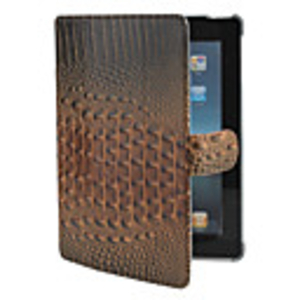 iPad 2 Leather Case With Luxury Crocodile Pattern (Brown)