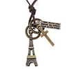 Iron Tower Many Parts Adjustable Leather Necklace