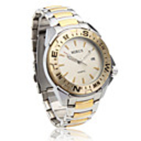 Japan PC Movement Gold Shell Gold Dial Gold Steel Band Calendar Quartz Watch