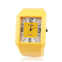 Japanese PC Movement Plastic Band Bracelet Watch,  Yellow