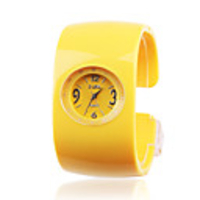 Japanese PC Movement Plastic Band Bracelet Watch,  Yellow
