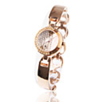 Japanese PC Movement Red Leather Band Bracelet Watch with Czechic Diamond Decoration