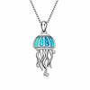 jellyfish necklace -graduation gifts- sterling silver created blue opal ocean necklaces beach environmental protection gifts