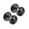 jewelry 316l surgical stainless steel round stud earring with cut cz 00288(5 styles) (black black)