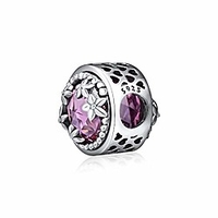 jewelry fit for pandora bracelets necklaces 100% 925 sterling silve pink radiant heart charm bead 3.5 g.