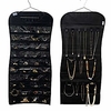 jewelry hanging dual-sided non-woven organizer holder 40 pockets 24 hooks storing jewelry-rings,  earrings,  bracelet,  makeups,  jewelry chain and accessories. (black-40-poket, 24-hooks)