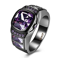 jewelry mens europe and united states green zicon diamond gemstone titanium steel rings, purple size 7