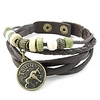 jewelry mens womens leather bracelet, constellation logo beads charms wrap cuff bangle, fits 7-7.5