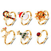 Jewelry Set Ring Set 3D Santa Suits Christmas Tree Fashion Resin Earrings Jewelry Rainbow For Christmas Halloween Party Evening Gift Festival 1 set