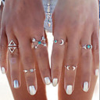Jewelry Set Turquoise Gold Silver Turquoise Alloy Love Ladies Personalized Unusual 6pcs One Size / Women