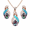 jewelry sets australian opal blue sapphire necklace earrings (js2)
