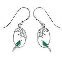 jewelry sterling silver kelly green resin bird earrings