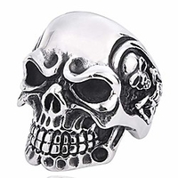 jewelry titanium steel skeleton ring large punk skull for men