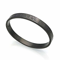jonline24h mens womens stainless steel bracelet classic roman numeral cuff bangle black