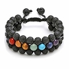 jovivi 7 chakra bracelet multi-layer black obsidian lava rock stone essential oil diffuser bracelet natural yoga beads healing energy crystals stretch bracelet