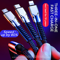 Joyroom Micro USB Lightning USB C Cable 1 to 3 Quick Charge 3.5 A 1.3m(4.3Ft) Zinc Alloy Nylon For Samsung Xiaomi HuaweiPhone Accessory miniinthebox