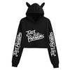 julie and the phantoms cat ear crop hoodie casual high waist hoodies female long sleeve pullover crop top women