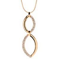Jump Ring Design Half Edge Rhinestone Alloy Necklace