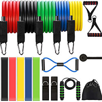 Jump Rope / Skipping Rope Resistance Band Set Suspension Trainer Basic Kit 18 pcs 5 Stackable Exercise Bands Door Anchor Legs Ankle Straps Sports Latex Home Workout Gym Workout Pilates Adjustable Non miniinthebox