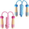 Jump Rope for Kids 2 Pcs Boys amp; Girls Skipping Ropes Wooden Handle Adjustable Cotton Braided Jumping Ropes for Children Students Preschooler School-Aged Child Outdoor Exercise (BlueandPink) miniinthebox