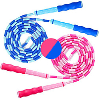 Jump Rope Soft Beaded Segment Adjustable Tangle for Men Women and Kids Girls and Boys Workout Fitness Exercises Training Skipping Gymnastics Weight Loss 2 Pack Blue and Pink 9 Feet miniinthebox