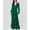 Jumpsuits Beautiful Back Empire Wedding Guest Formal Evening Dress V Neck Long Sleeve Floor Length Satin with Sash / Ribbon 2021 miniinthebox