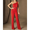 Jumpsuits Elegant Minimalist Wedding Guest Formal Evening Dress One Shoulder Sleeveless Floor Length Stretch Satin with Beading Appliques 2020